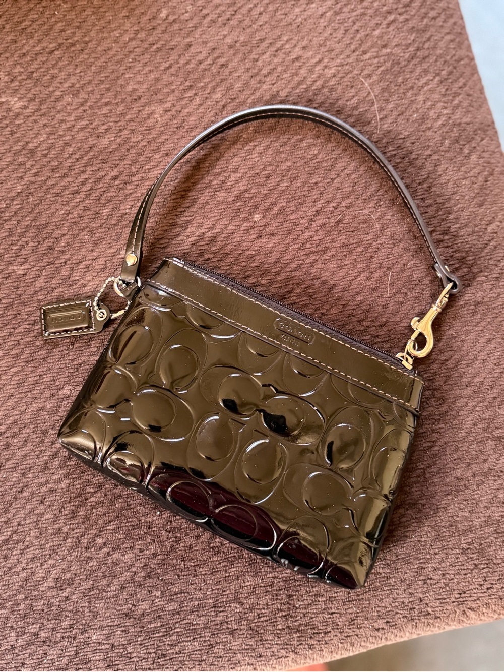 Coach Patent Leather Signature Wristlet